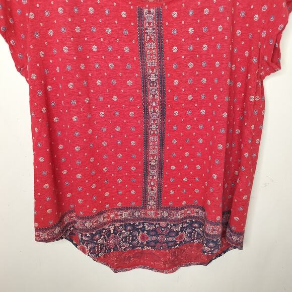 Lucky Brand Tee Shirt Boho Floral Linen Blend - Picture 3 of 10